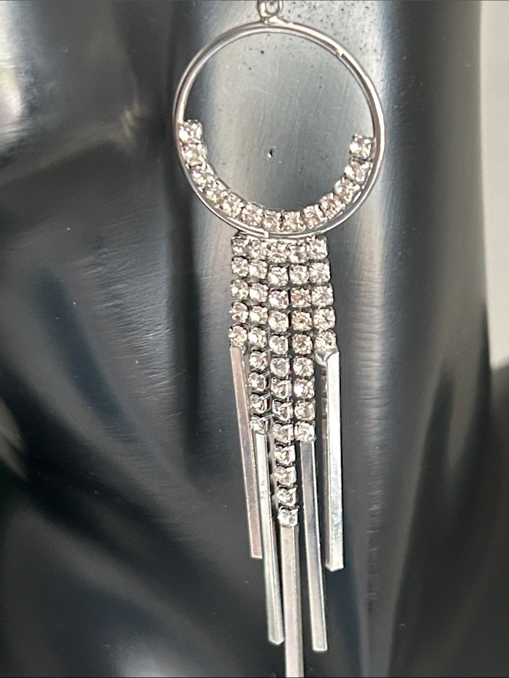 Dramatic Rhinestone Fringe Statement Earring — SINGLE - Picture 4 of 7